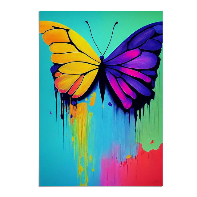 Butterfly with Dripping Paint No.1 - Graphic Art Brambly Cottage Size: 42cm H x 29.7cm W, Format: Paper, Matte Colour: No Matte on Productcaster.