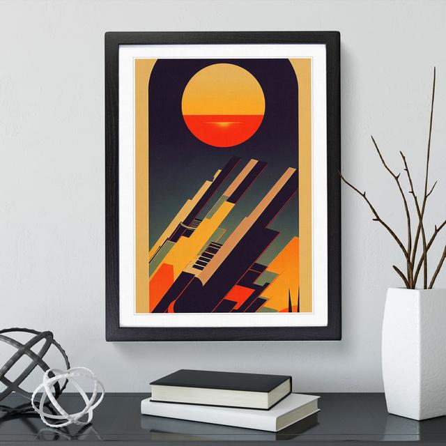 XV1022-3815X Retro Sunset Art No.2 - Single Picture Frame Print George Oliver Format: Black, Size: 46cm H x 34cm W x 2cm D on Productcaster.