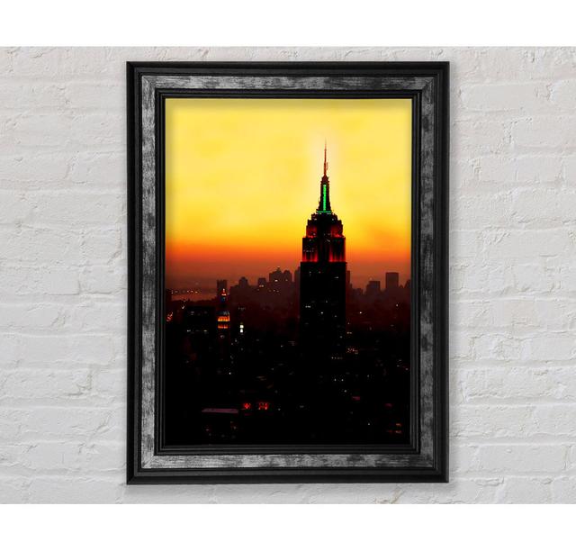 New York City Empire State Building Orange Glow - Einzelner Bilderrahmen Kunstdrucke Bright Star Größe: 84,1 cm H x 59,7 cm B x 8 cm T on Productcaster.