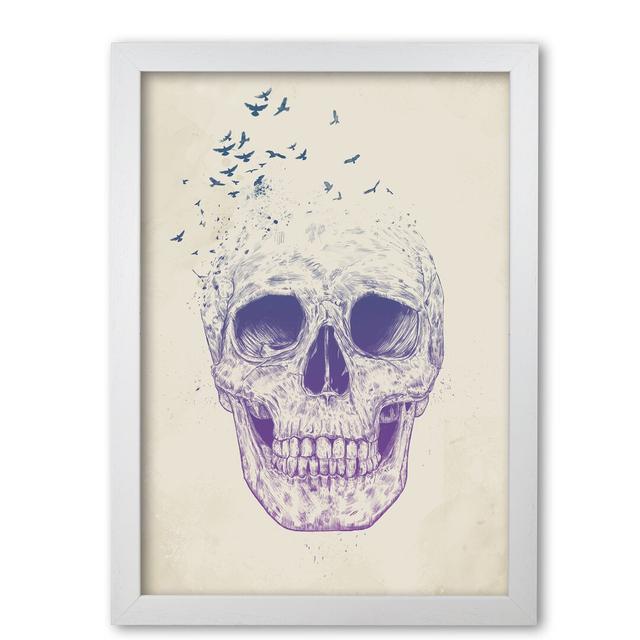 Let Them Fly Skull II by Mercedes Lopes Charro - Print East Urban Home Frame Options: White Grain, Size: 29.7 cm H x 21 cm W x 5 cm D on Productcaster.