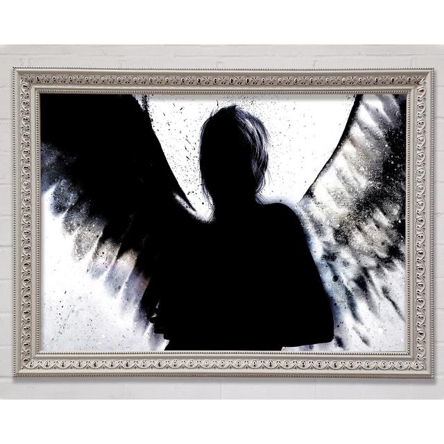 Angel Shadow Framed Print Happy Larry Colour: Black/White, Format: White Framed Paper, Size: 84.1cm H x 118.9cm W x 3cm D on Productcaster.