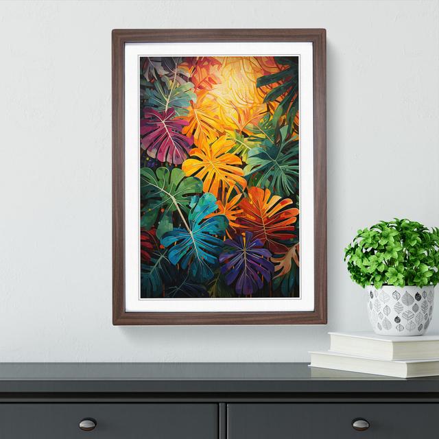 Tropical Leaf Dadaism - Single Picture Frame Print on Wood 17 Stories Format: Walnut Framed, Size: 46cm H x 34cm W on Productcaster.