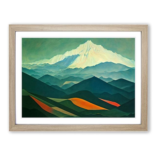 Dynamic Mountain Landscape - Picture Frame Painting Alpen Home Size: 25cm H x 34cm W x 2cm D, Frame Colour: Oak on Productcaster.