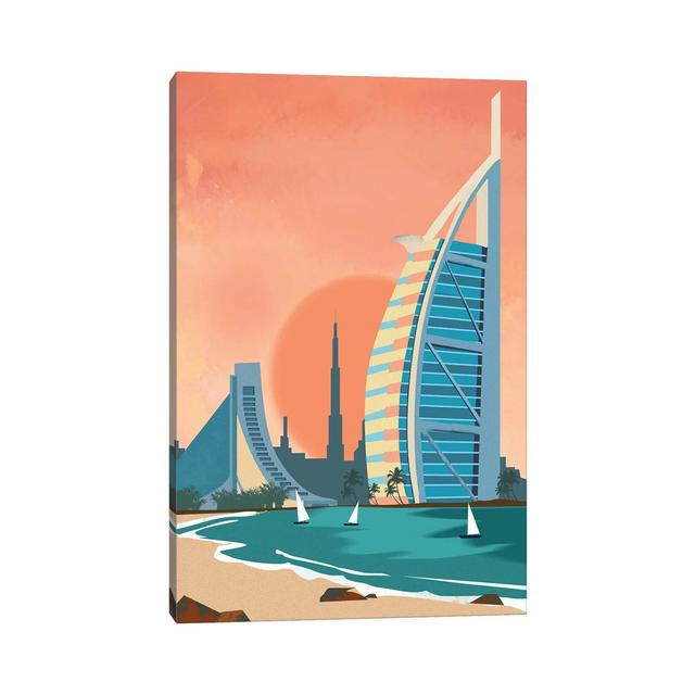 City Dubai Architectural Scenery - Wrapped Canvas Painting Longshore Tides Size: 101.6cm H x 66.04cm W x 3.81cm D on Productcaster.