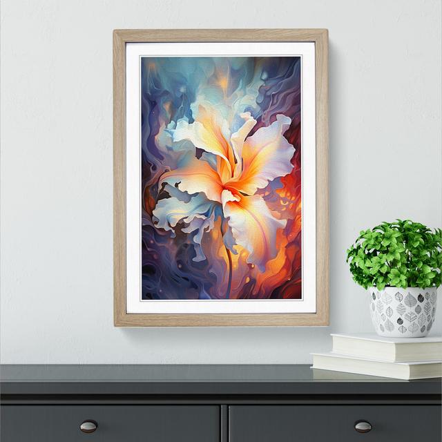 Orchid Flower Futurism - Print Marlow Home Co. Frame Colour: Oak , Size: 34cm H x 25cm W x 2cm D on Productcaster.