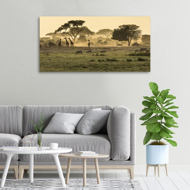 Giraffes in the Savannah - Wrapped Canvas Art Prints Latitude Run on Productcaster.