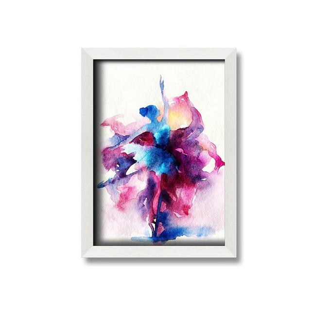 Blue Pink Ballerina 7 - Single Picture Frame Print on Canvas Mercer41 Size: 30cm H x 21cm W x 1.5cm D, Format: White Framed Paper on Productcaster.