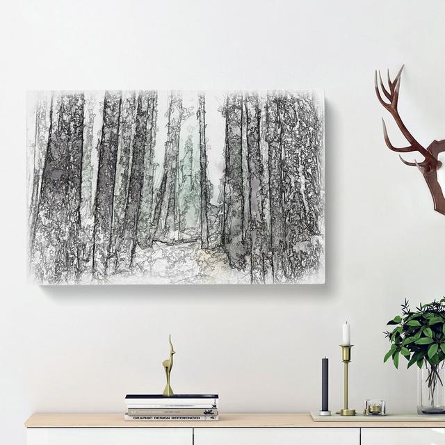 View of a Pine Tree Forest - Wrapped Canvas Painting Print East Urban Home Size: 40cm H x 60cm W x 3cm D on Productcaster.