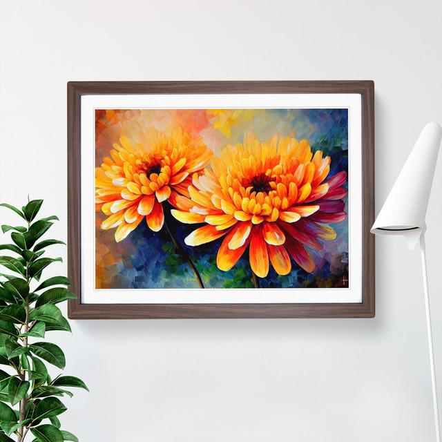 Chrysanthemum Flowers Vol.4 - Single Picture Frame Painting Marlow Home Co. Size: 34cm H x 46cm W x 2cm D, Frame Colour: Walnut Framed on Productcaster.