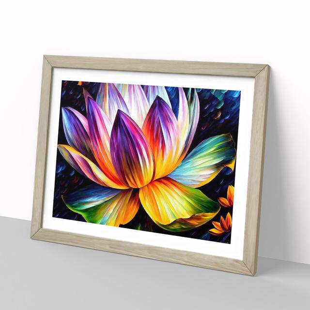 Painted Lotus Flower Vol.2 - Picture Frame Painting Marlow Home Co. Format: Oak Framed, Size: 25cm H x 34cm W x 2cm D on Productcaster.