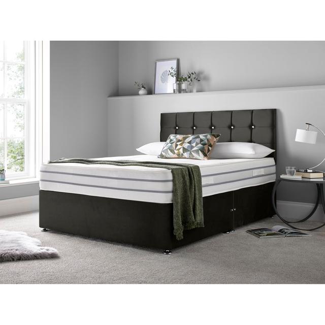 Jaques Memory Foam Divan Bed Set Rosdorf Park Size: Double (4'6), Colour: Mustard, Storage Type: 2 Right Side Drawers on Productcaster.