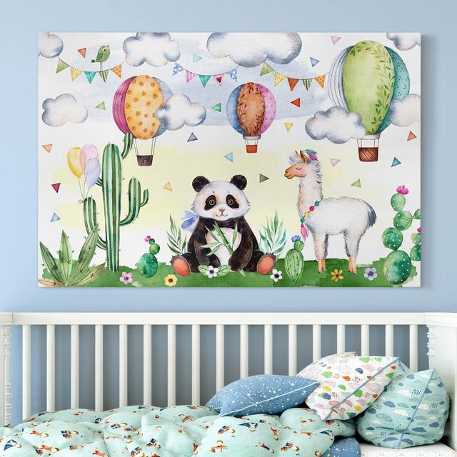 Panda and Llama - Wrapped Canvas Art Prints Isabelle & Max Size: 40cm H x 60cm W on Productcaster.