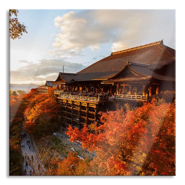 Majestic Japanese Building - No Frame Print on Glass Ebern Designs Size: 70cm H x 70cm W x 0.4cm D on Productcaster.