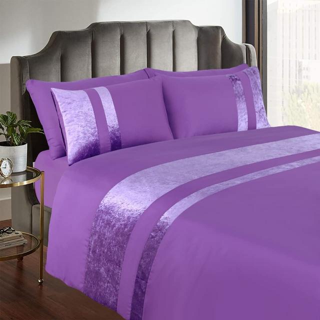 Aptos Microfiber Modern & Contemporary Duvet Cover Set Fairmont Park Size: Double Duvet Cover + 2 Standard Pillowcases, Colour: Purple on Productcaster.