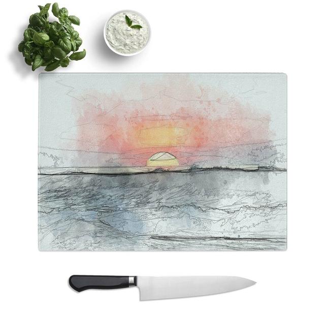 Tempered Glass Sunset in Costa Rica Chopping Board East Urban Home Size: 39 cm W x 28.5 cm L on Productcaster.