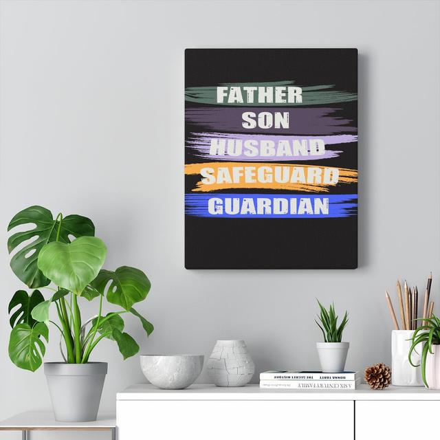 Father Safeguard Guardian - Wrapped Canvas Print Blue Elephant on Productcaster.