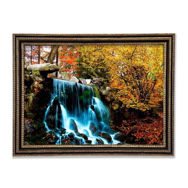 Der Herbstwald-Wasserfall - Druck Union Rustic Größe: 84,1 cm H x 118,9 cm B x 3 cm T on Productcaster.