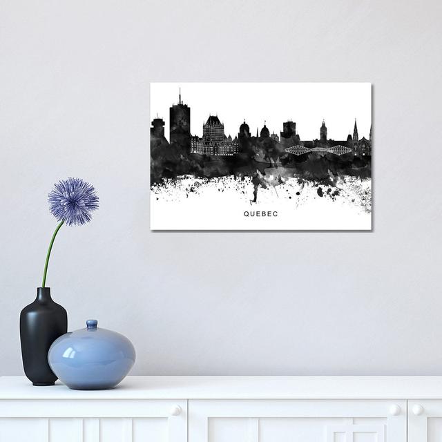 Quebec Skyline Black and White - Wrapped Canvas Graphic Art Latitude Run Size: 30.48cm H x 45.72cm W x 1.91cm D on Productcaster.