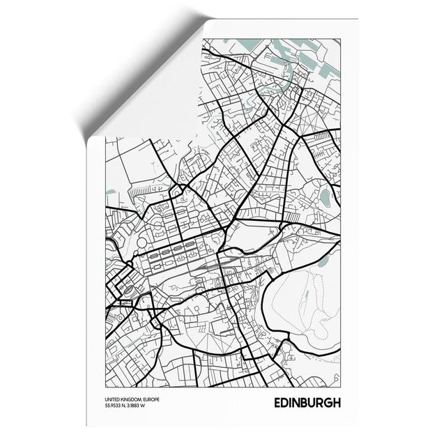 Map Edinburgh UK - Unframed Graphic Art East Urban Home Size: 59cm H x 42cm W x 0.1cm D on Productcaster.