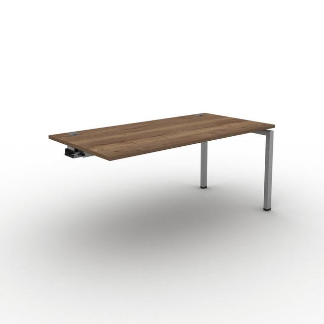 Grazian Desk Ebern Designs Top Colour: Tobacco Oak, Size: 73cm H x 140cm W x 80cm D, Frame Colour: Silver on Productcaster.