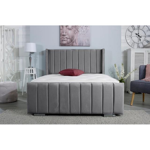 Apperton Upholstered Bed Frame Wayfair Sleep Colour: Charcoal, Mattress Size: Kingsize (5') on Productcaster.