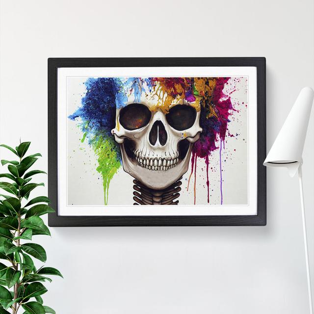 Skull Paint Splatter Vol.4 Abstract Happy Larry Frame Colour: Black Framed, Size: 34cm H x 46cm W x 2cm D on Productcaster.