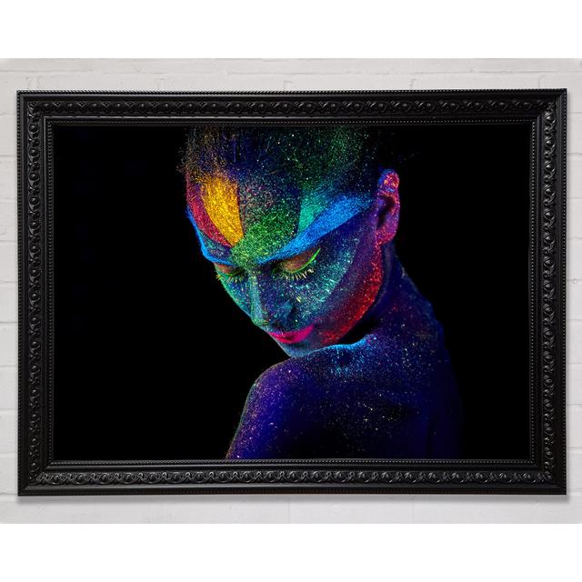 Splattered Neon Paint Lady - Single Picture Frame Art Prints Ebern Designs Size: 84.1cm H x 118.9cm W x 3cm D on Productcaster.