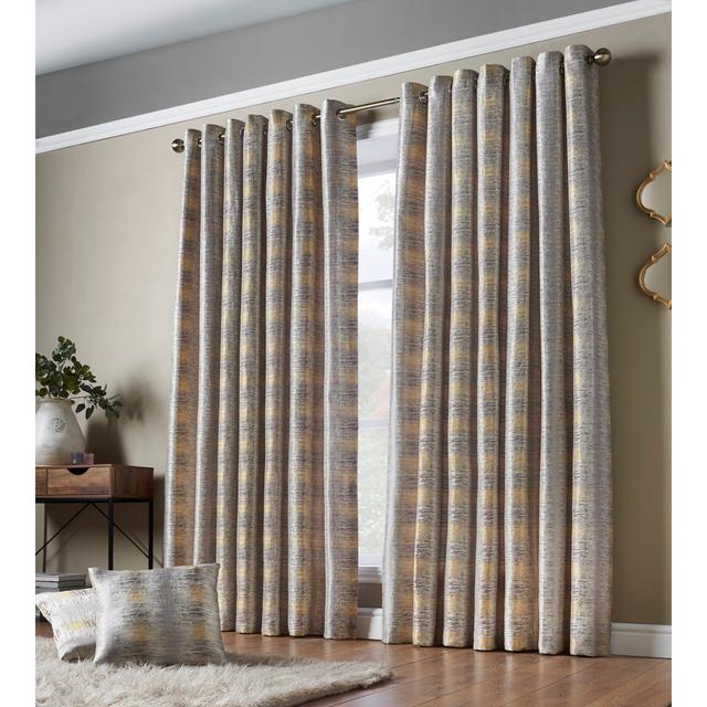 Auberon Eyelet Room Darkening Curtains (Set of 2) Hashtag Home Panel Size: Width 229 x Drop 229cm, Colour: Ochre on Productcaster.