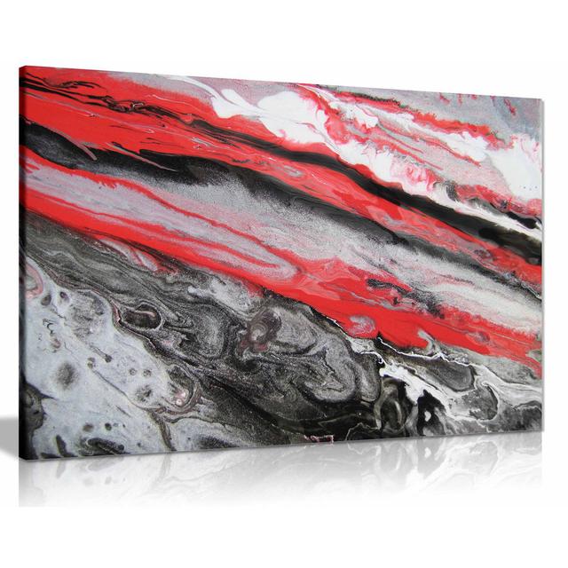 Red White Black Abstract Marble Canvas Wall Art Picture Print Home Decor Ivy Bronx Size: 51cm H x 76cm W on Productcaster.