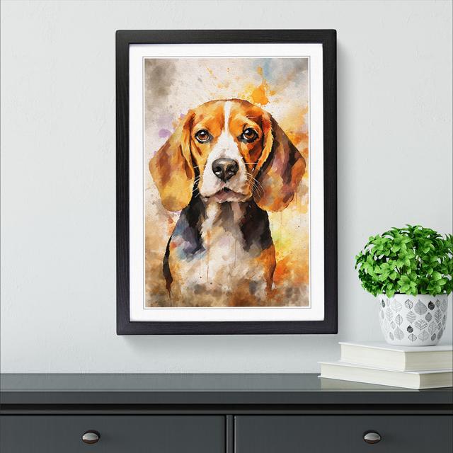 Beagle Impressionism - Single Picture Frame Print on Wood Marlow Home Co. Format: Black, Size: 46cm H x 34cm W x 2cm D on Productcaster.