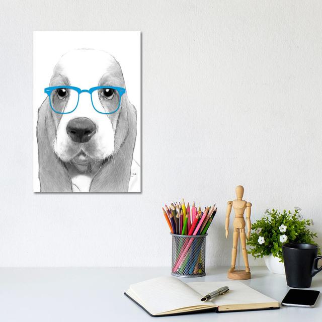 Bassethound With Blue Glasses Happy Larry Size: 30.48cm H x 20.32cm W x 1.905cm D on Productcaster.