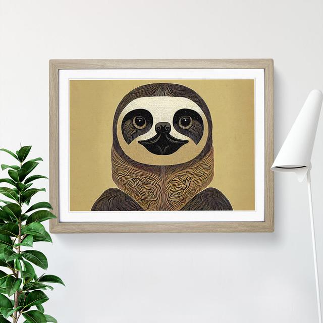 XH1022-9645X Vintage Sloth - Single Picture Frame Print Marlow Home Co. Size: 34cm H x 46cm W x 2cm D, Frame Colour: Oak on Productcaster.