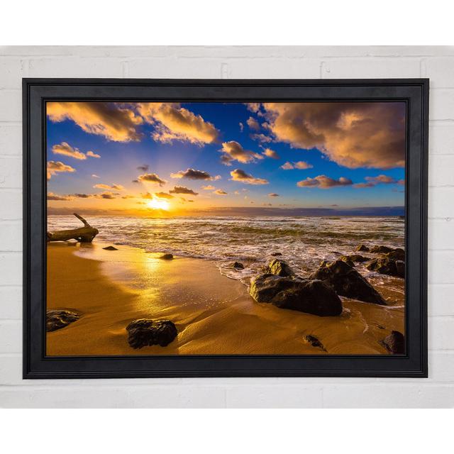 Heavenly Skies Off The Beach House of Hampton Size: 84.1cm H x 118.9cm W x 1.5cm D, Format: Gray Framed Paper on Productcaster.