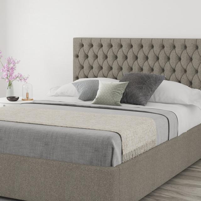 Shaylee Upholstered Headboard Etta Avenue Upholstery: Tweed Grey, Size: Double (4'6) on Productcaster.