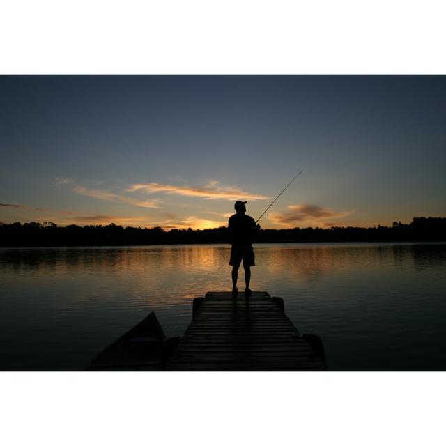 Silhouette Of Male Fishing by ImagineGolf - No Frame Art Prints on Canvas Beachcrest Home Size: 30cm H x 46cm W on Productcaster.