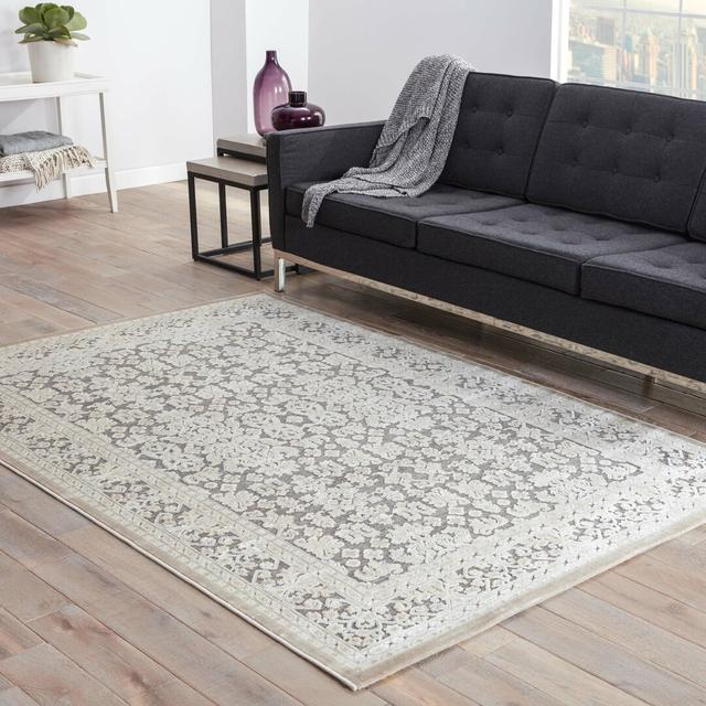 Grey/White Rug Blue Elephant Rug Size: Rectangle 366 x 457cm on Productcaster.