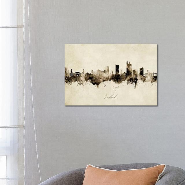 Lubbock Texas Skyline Vintage by Michael Tompsett - Wrapped Canvas Art Prints ClassicLiving Size: 45.72cm H x 66.04cm W x 3.81cm D on Productcaster.