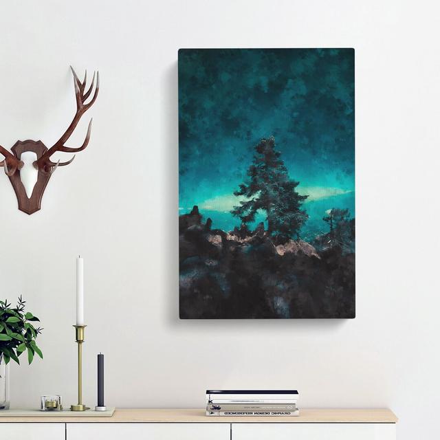 Tree on a Mountain Top - Wrapped Canvas Painting Print East Urban Home Size: 91cm H x 60cm W x 3cm D on Productcaster.