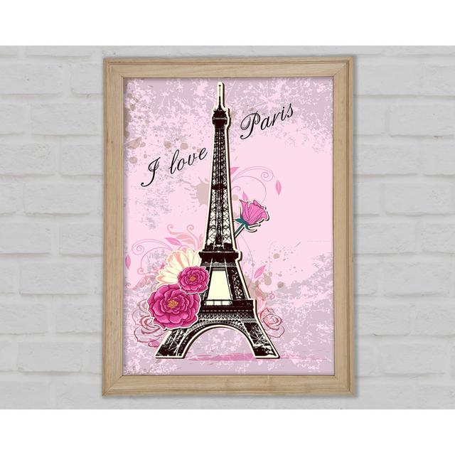 Eiffel Tower Love 1 Framed Print Fleur De Lis Living Size: 42cm H x 29.7cm W x 1.5cm D on Productcaster.