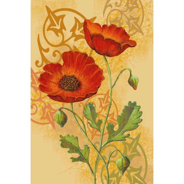 Poppies on Gold I by Louise Max - Wrapped Canvas Painting Marlow Home Co. Size: 46cm H x 30cm W x 3.8cm D on Productcaster.