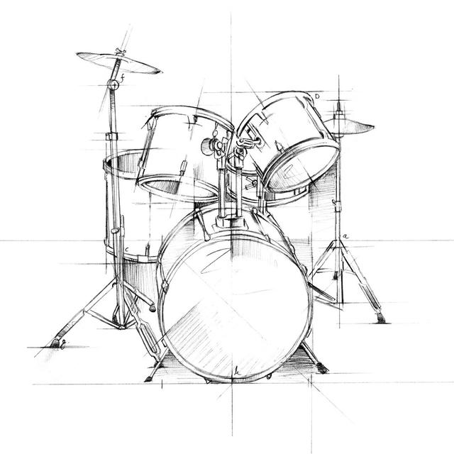 Drum Sketch By Ethan Harper - Wrapped Canvas Painting Print Borough Wharf Size: 51cm H x 51cm W on Productcaster.