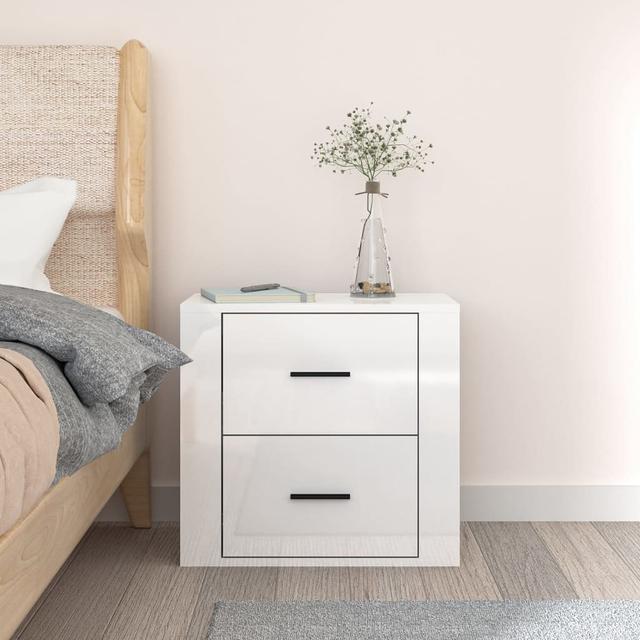 2 Drawer Bedside Table Alpen Home Colour: High Gloss White on Productcaster.