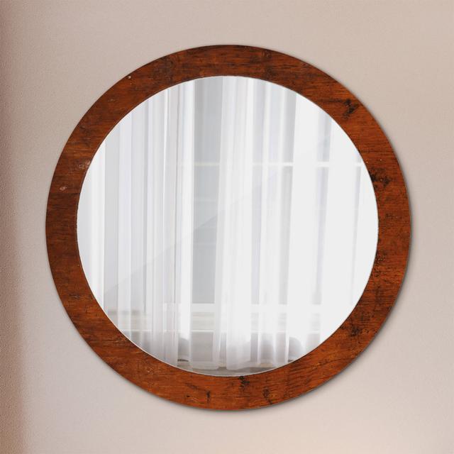 Huldar Round Glass Framed Wall Mounted Accent Mirror in Brown/Black East Urban Home on Productcaster.