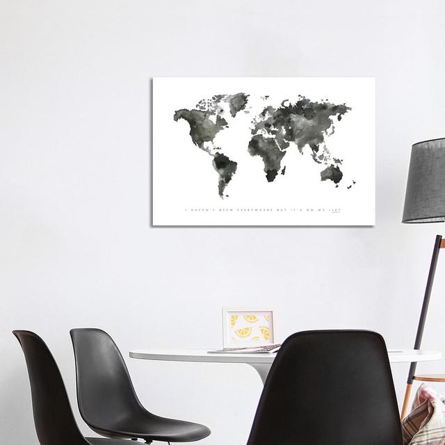 World Map Monochrome by Mercedes Lopez Charro - Wrapped Canvas Graphic Art Ophelia & Co. on Productcaster.