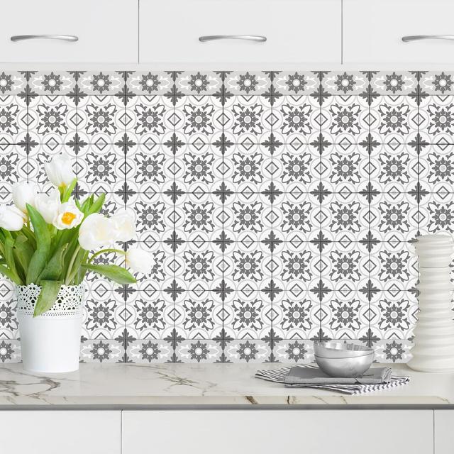 Cousin Geometric Tile Mix Flower 60 x 300cm PVC Tile Latitude Vive Colour: Grey on Productcaster.