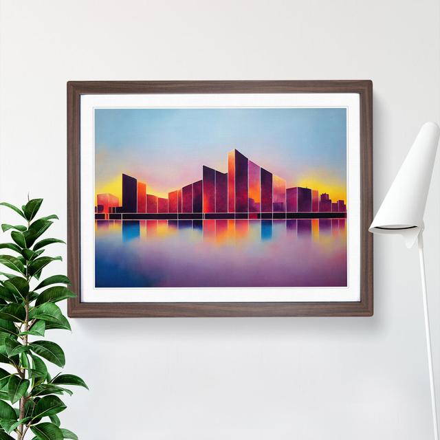 Marvellous Skyscraper Skyline Abstract - Single Picture Frame Painting 17 Stories Size: 34cm H x 46cm W x 2cm D, Frame Colour: Walnut on Productcaster.