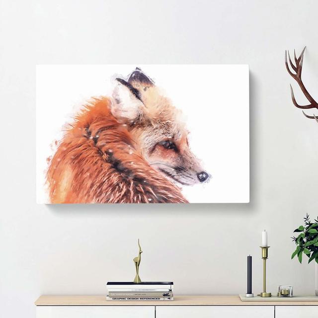 Red Fox In Winter In Abstract - Wrapped Canvas Painting East Urban Home Size: 35cm H x 50cm W x 3cm D on Productcaster.