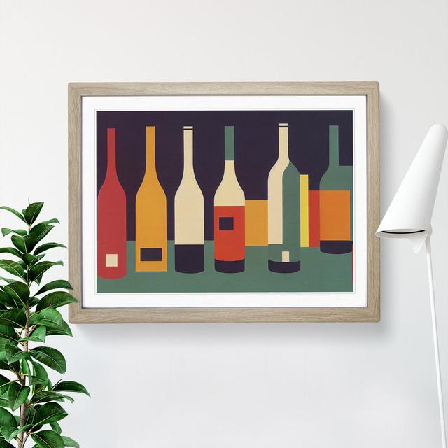 Retro Wine Bottle Vol.3 - Single Picture Frame Painting 17 Stories Size: 25cm H x 34cm W x 2cm D, Frame Colour: Oak Framed on Productcaster.