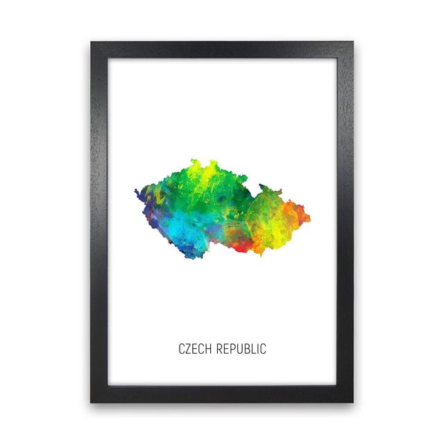 Czech Republic Watercolour Map by Michael Tompsett - Graphic Art Latitude Run Format: Black Framed, Size: 46cm H x 34cm W x 3cm D on Productcaster.