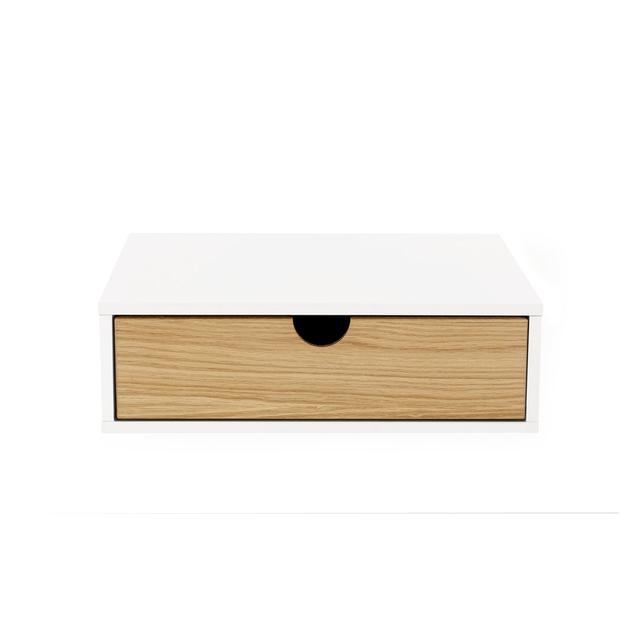 Franchesska 1 Drawer Bedside Table Ebern Designs Colour: White/Oak on Productcaster.